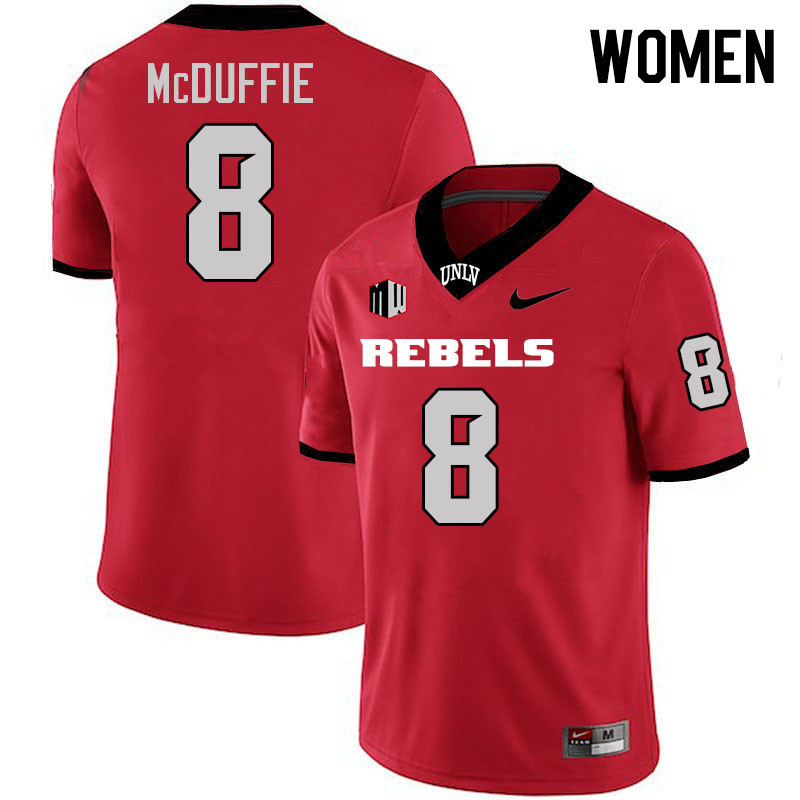 Women #8 Marsel McDuffie UNLV Rebels College Football Jerseys Stitched-Scarlet